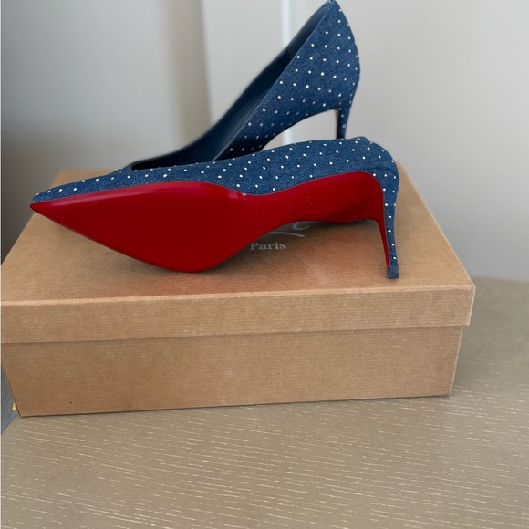 Christian Louboutin Denim Kate Strass 85 Pumps Heels - Picture 1 of 7